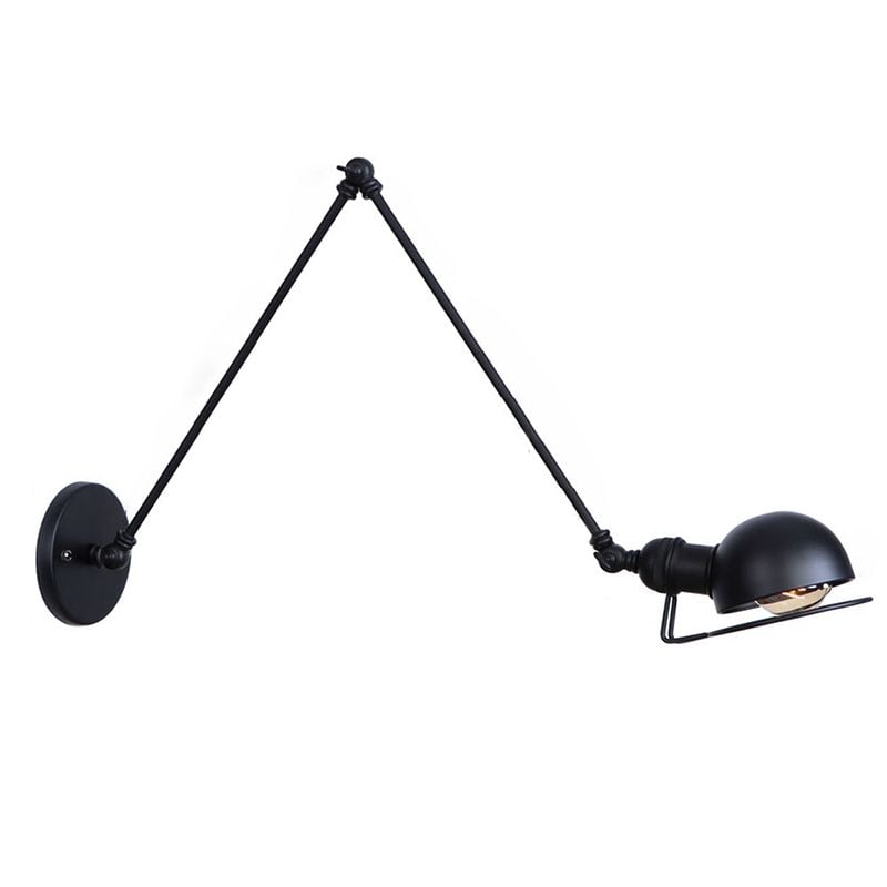 Brady Wall Lamp Dome Minimalist, Metal, Adjustable Black, Bedroom - Lumpaz