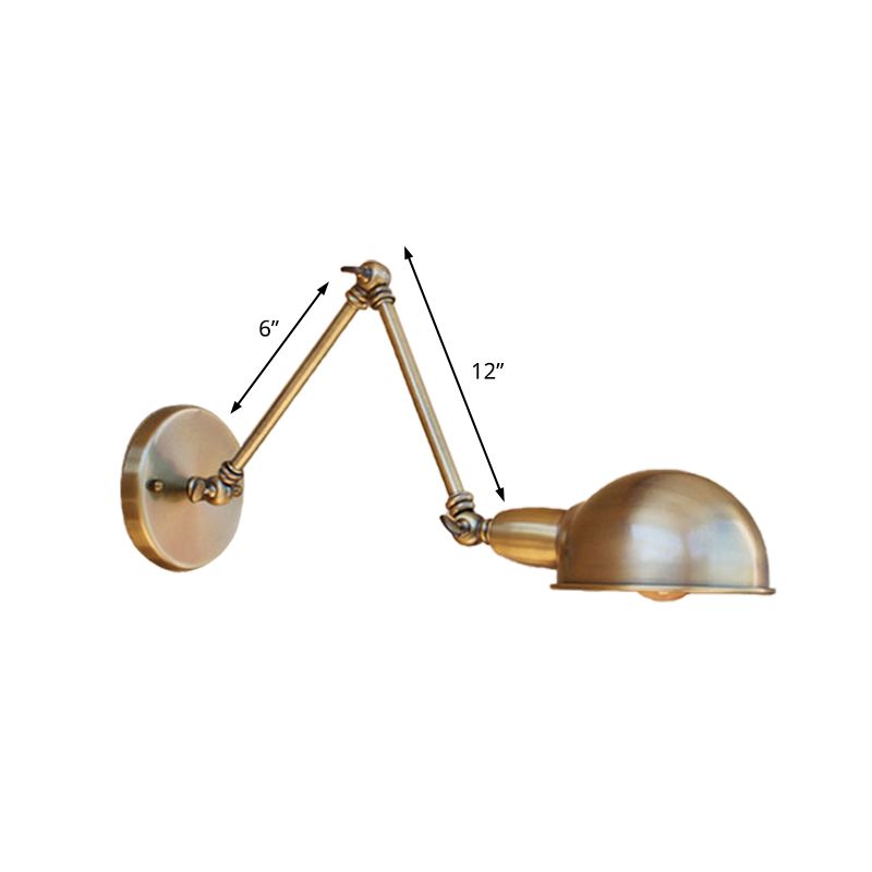 Brady Hemispheric Adjustable Wall Lamp, Brass/Antique Brass/Chrome, Bedroom - Lumpaz