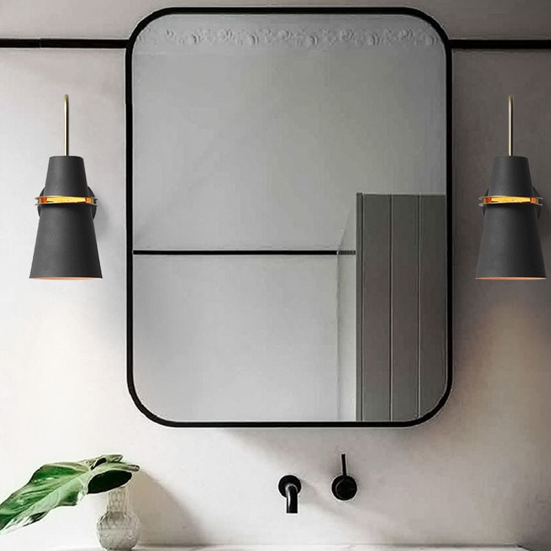Morandi Modern Cone Metal Wall Lamp, Black/White/Blue - Lumpaz