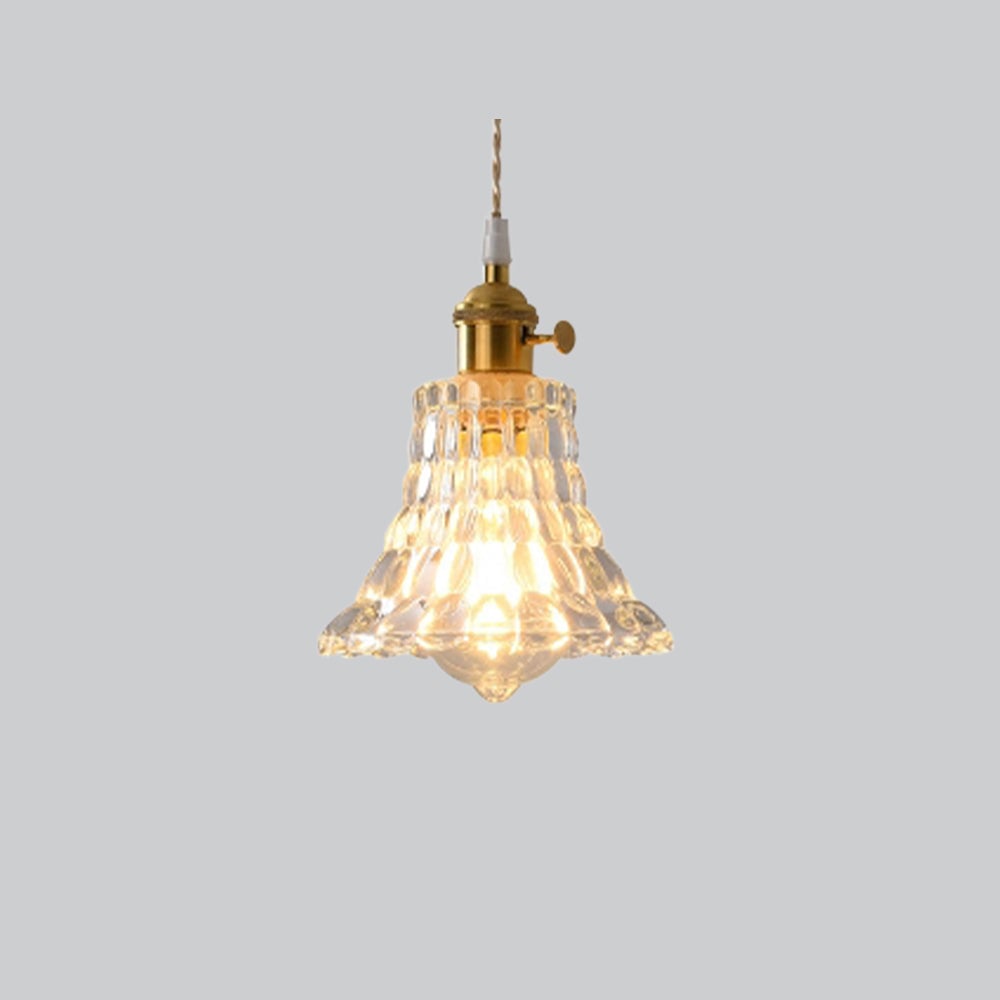 Hailie Art Deco Blown Brass & Glass Pendant Light, 7 Styles - Lumpaz