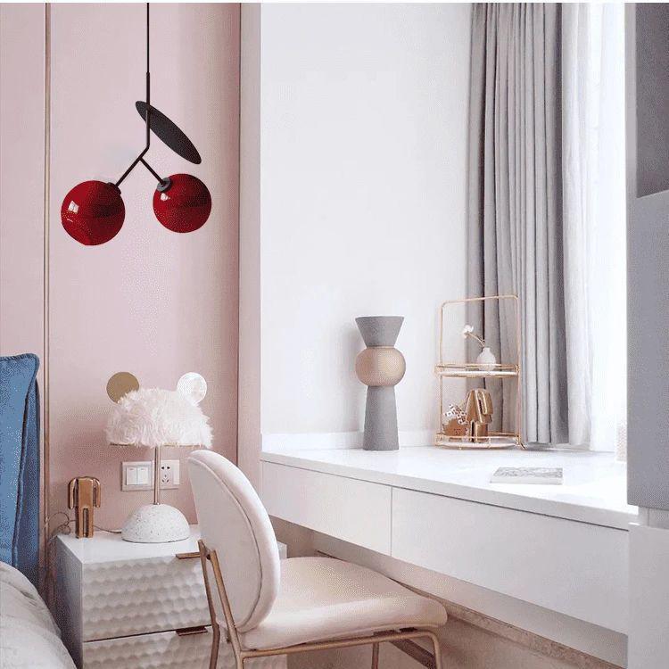 Valentina Cherry Pendant Light, Metal & Glass, 3 Color - Lumpaz