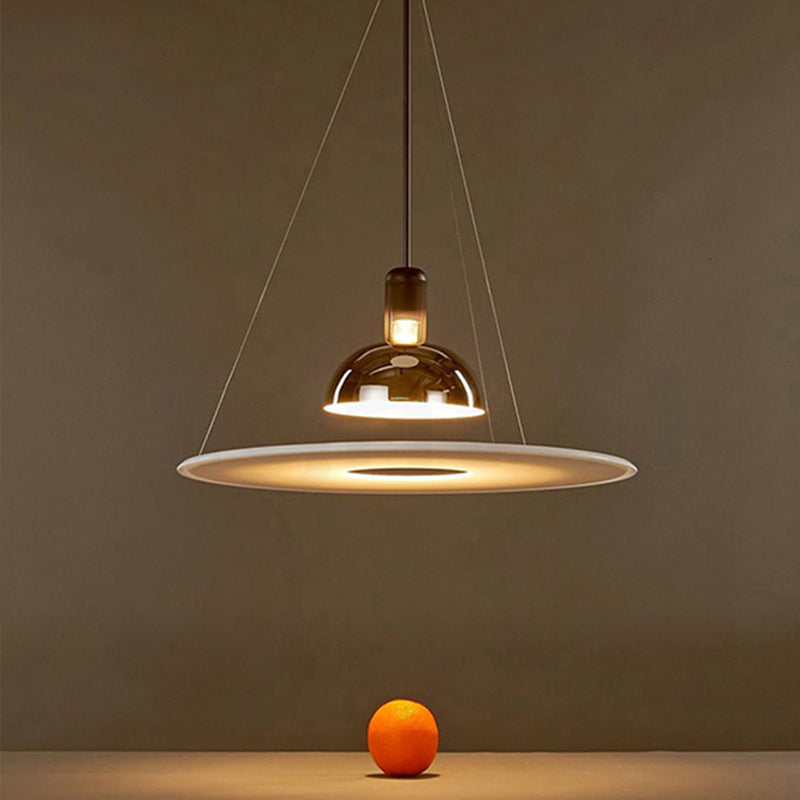 Levi Modern Minimalist Nordic Bell Metal/Acrylic Pendant Light, Chrome/Black - Lumpaz