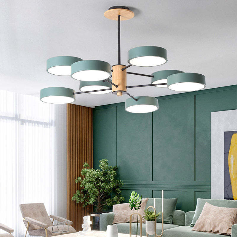 Sienna Art Deco Pendant Light, White/Green/Gray, Metal/Wood - Lumpaz