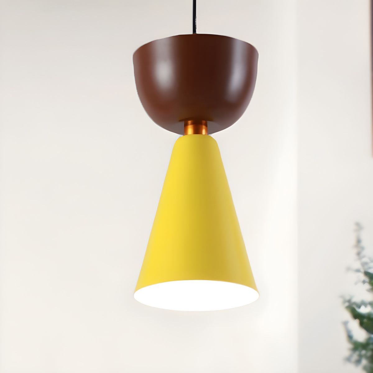 Morandi Modern Dome Art Deco Pendant Light, Black/Yellow/Pink/Gray - Lumpaz