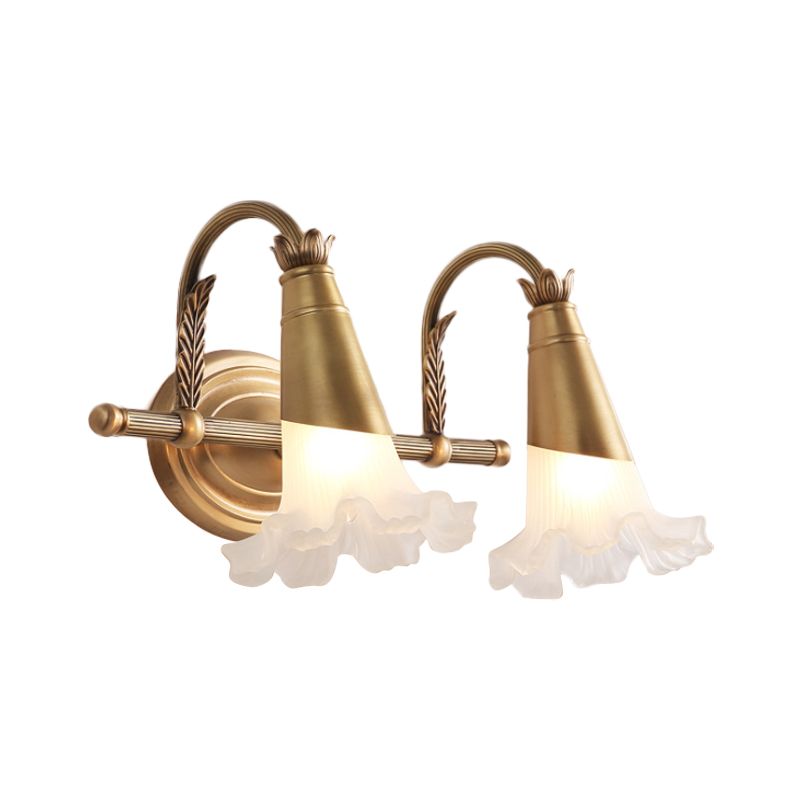 Félicie Nordique Retro Flower Metal/Glass Wall Lamp, Gold - Lumpaz