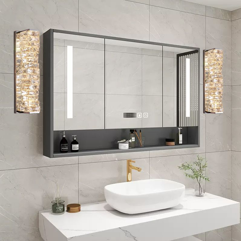 Kristy Modern rectangular Vanity Metal Crystal LED Wall Lamp - Lumpaz
