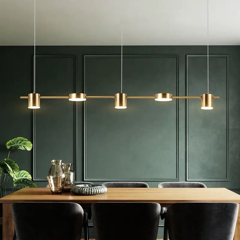 Leigh Metal Simple Linear Pendant Light, Black/Gold, 3/5Heads - Lumpaz