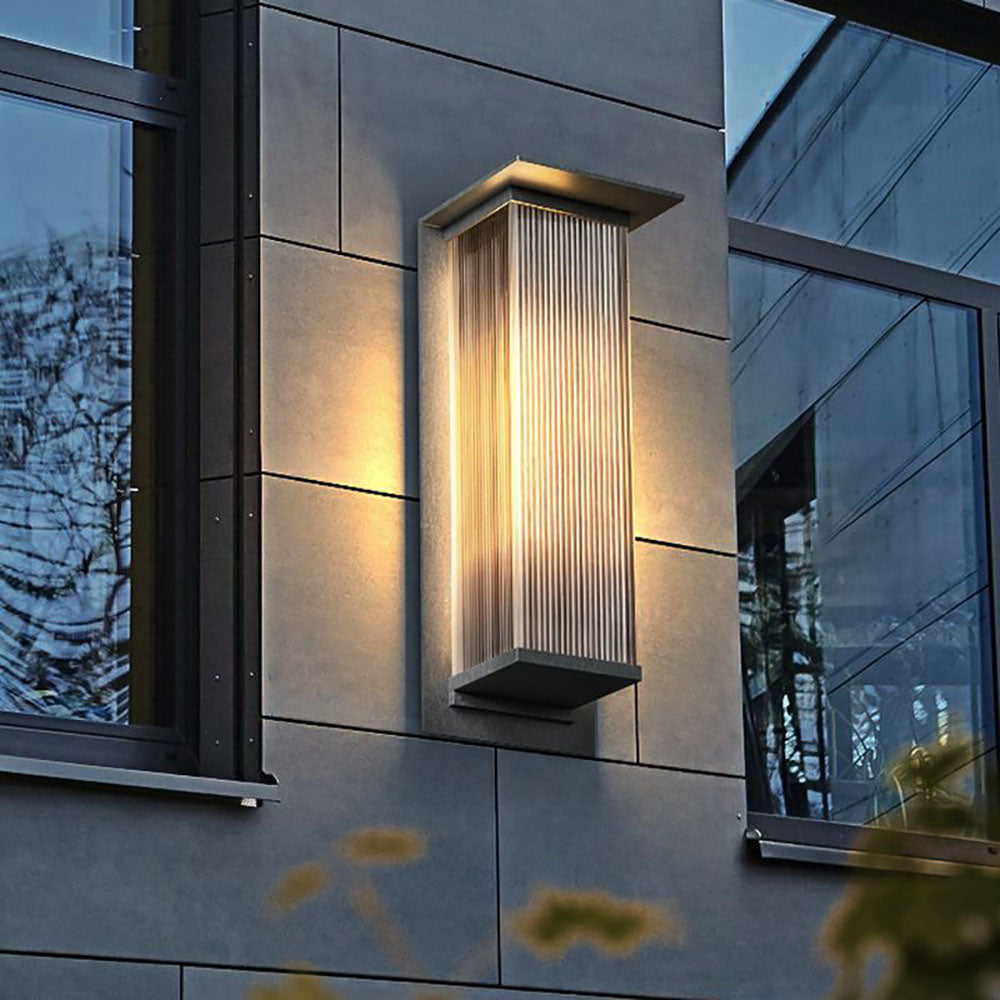 Orr Modern Rectangular Metal Outdoor Wall Lamp, Black - Lumpaz