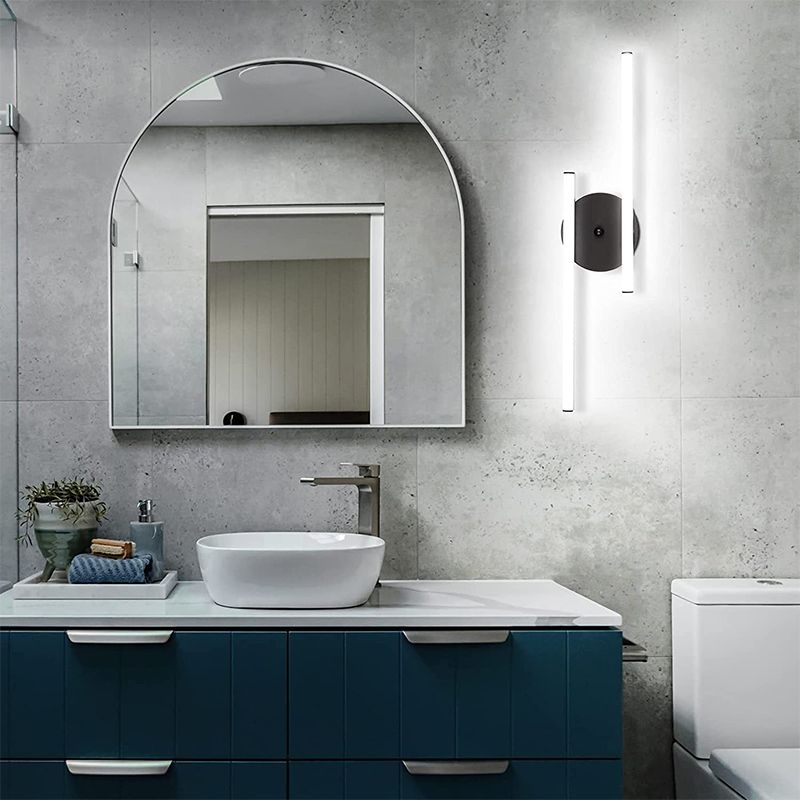 Alana Modern Bi-Linear LED Vanity Wall Lamp, Black/Silver - Lumpaz