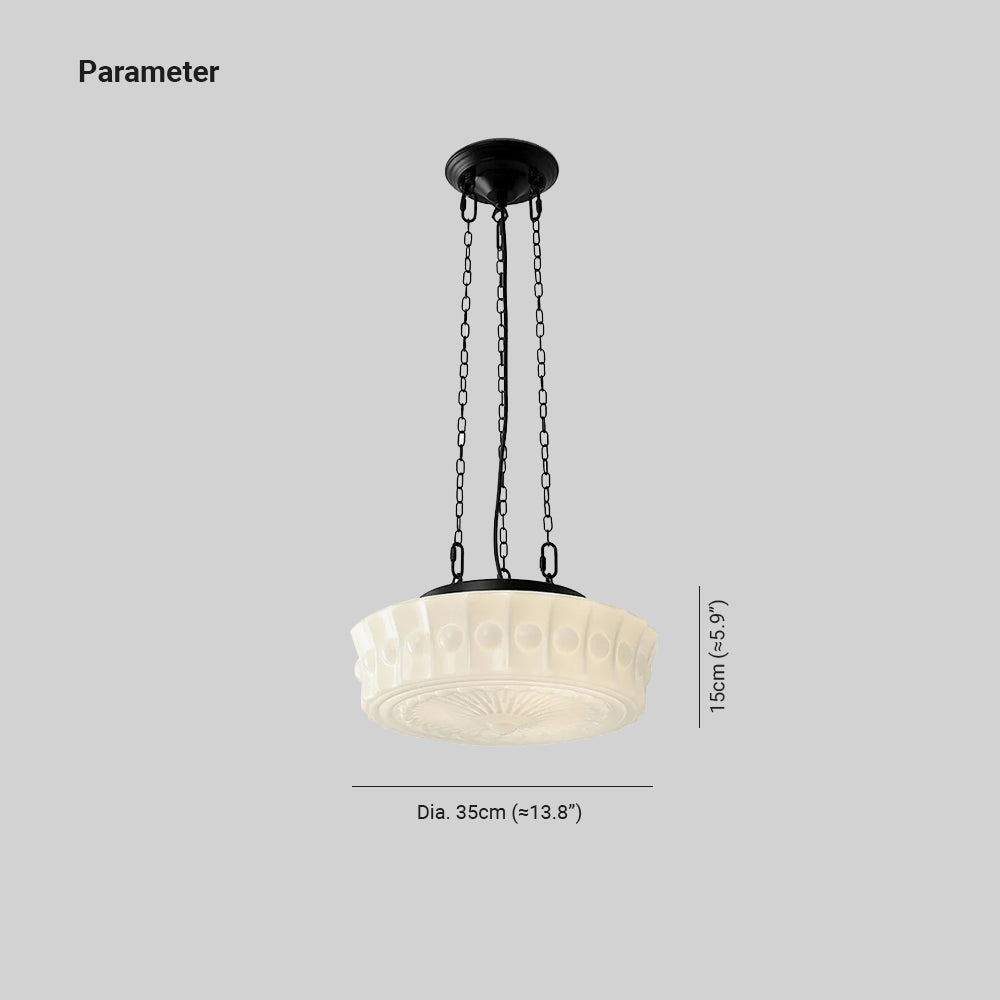 Hailie Vintage French Country Dome Pendant Light White/Beige Living Room - Lumpaz