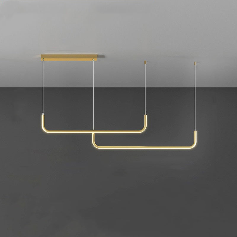 Edge Modern Linear Pendant Light Double Frame, Black/Gold - Lumpaz