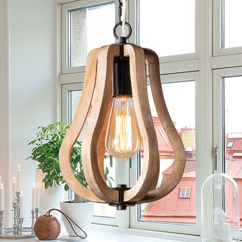 Alessio Orb/Gourd Wood Pendant Light - Lumpaz