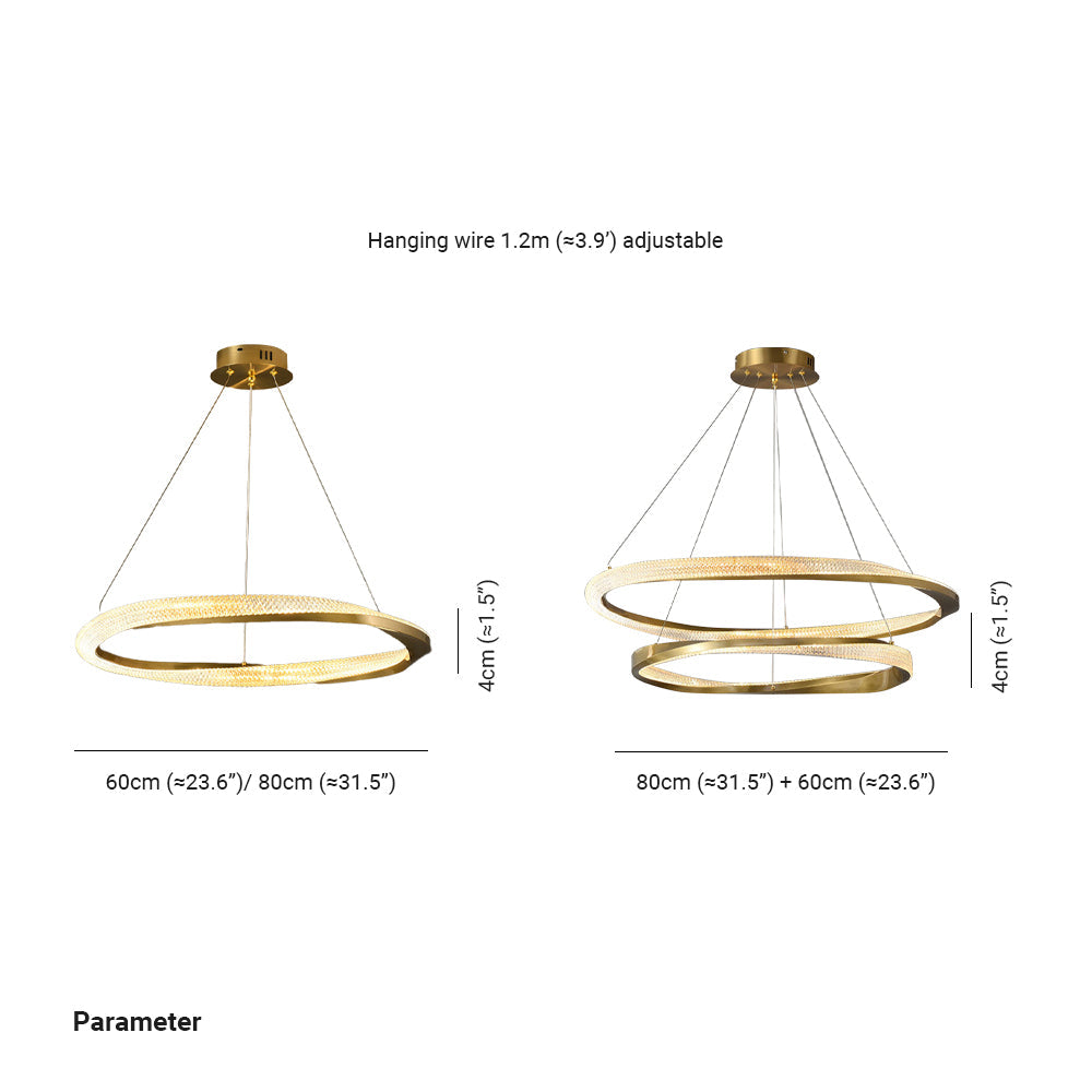 Arisha Minimalist  Ring Spiral Shape Metal Pendant Light,Gold - Lumpaz