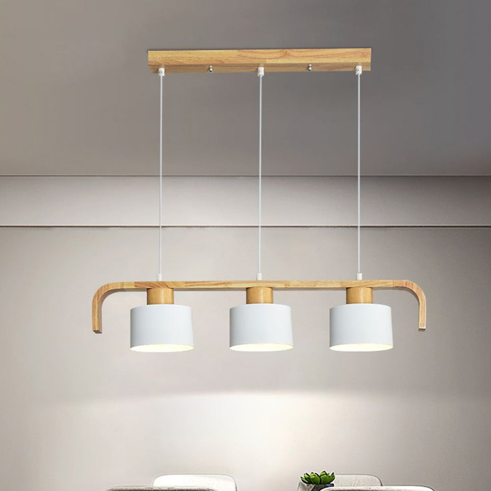 Morandi Pendant Light Cylinder Nordic, Bamboo, White/Green/Gray, Bedroom - Lumpaz