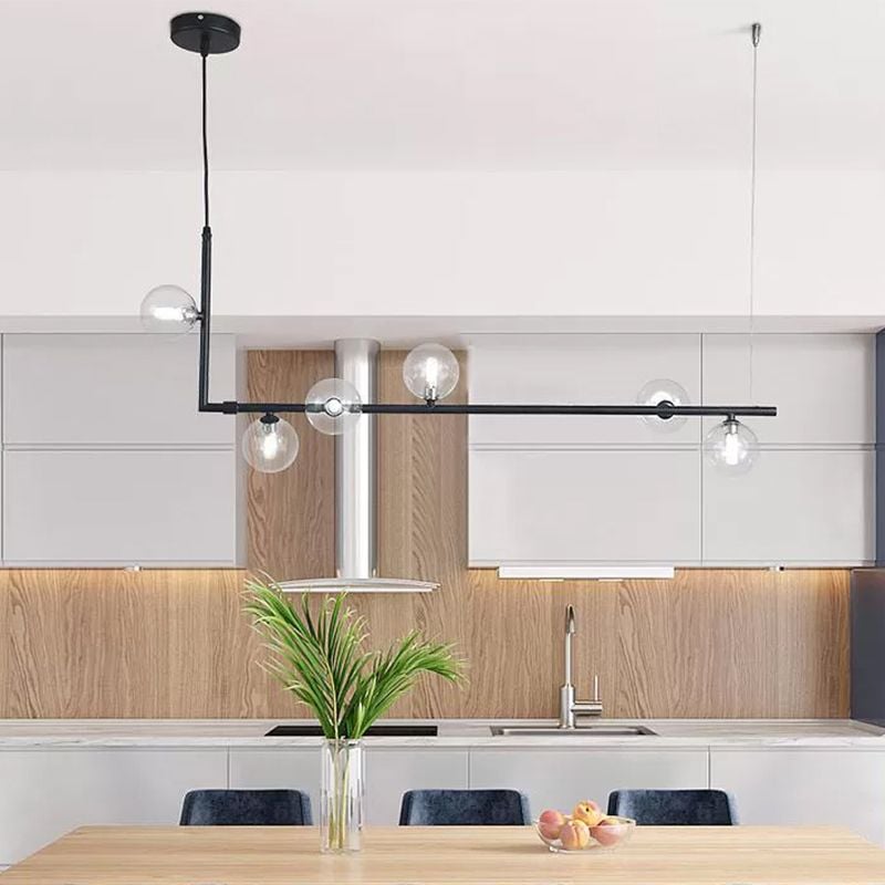 Valentina Minimalist Linear Pendant Light, Black & Gold, 6/8 Heads - Lumpaz