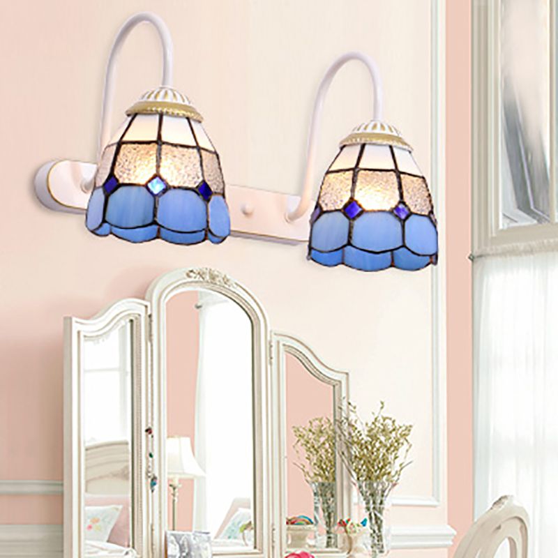 Baxter Vintage Flower Shaped Metal Wall Lamps, Black/White/Blue - Lumpaz