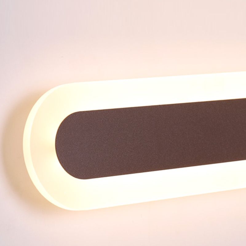 Edge Modern Linear Vanity Wall Lamp, White/Brown, Bathroom - Lumpaz