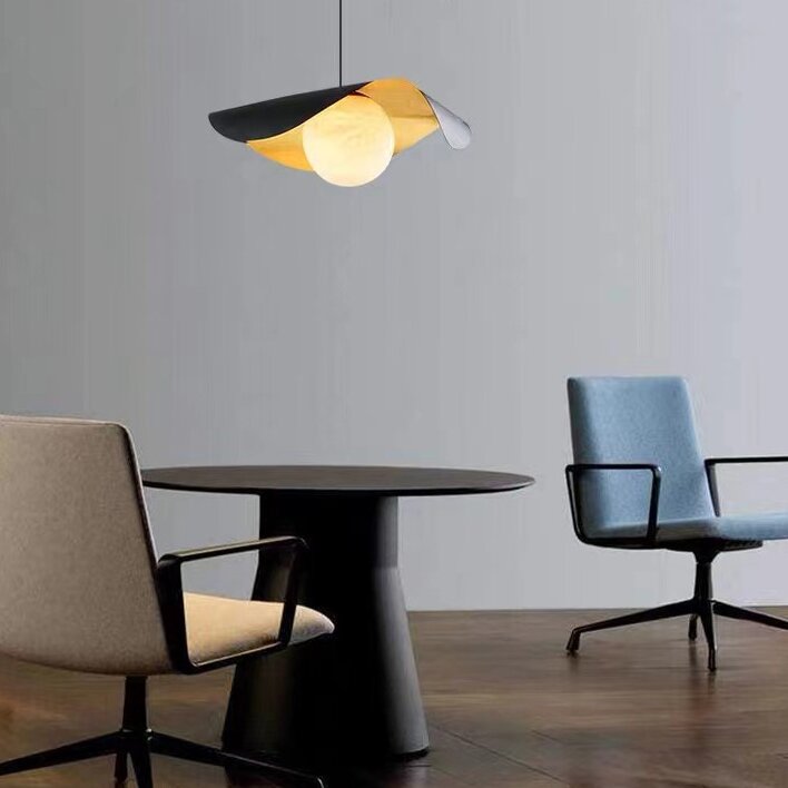 Eveline Modern Nordic Minimalist Metal/Marble Pendant Light, Black - Lumpaz