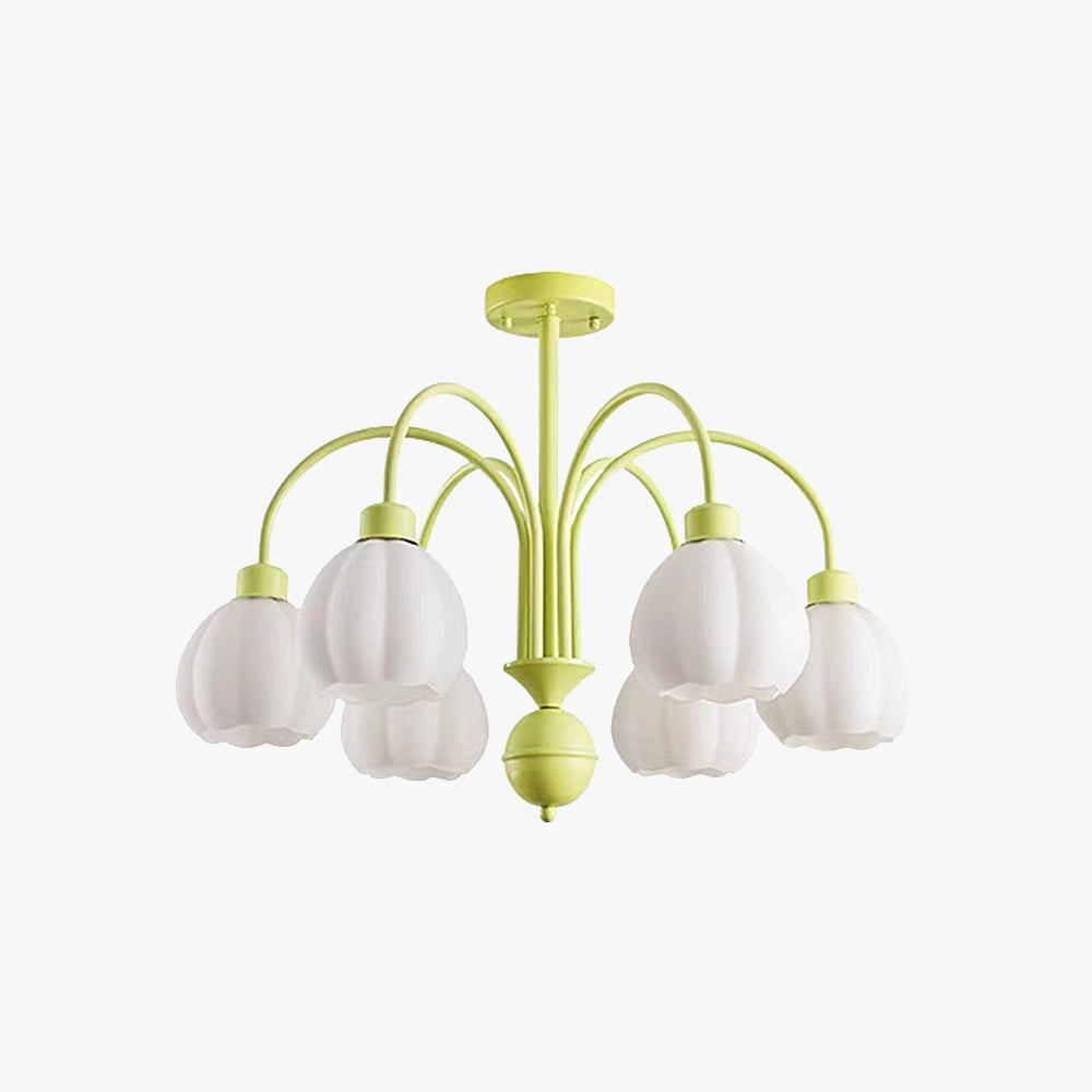 Lily Modern Pumpkin Metal Pendant Light,Green - Lumpaz