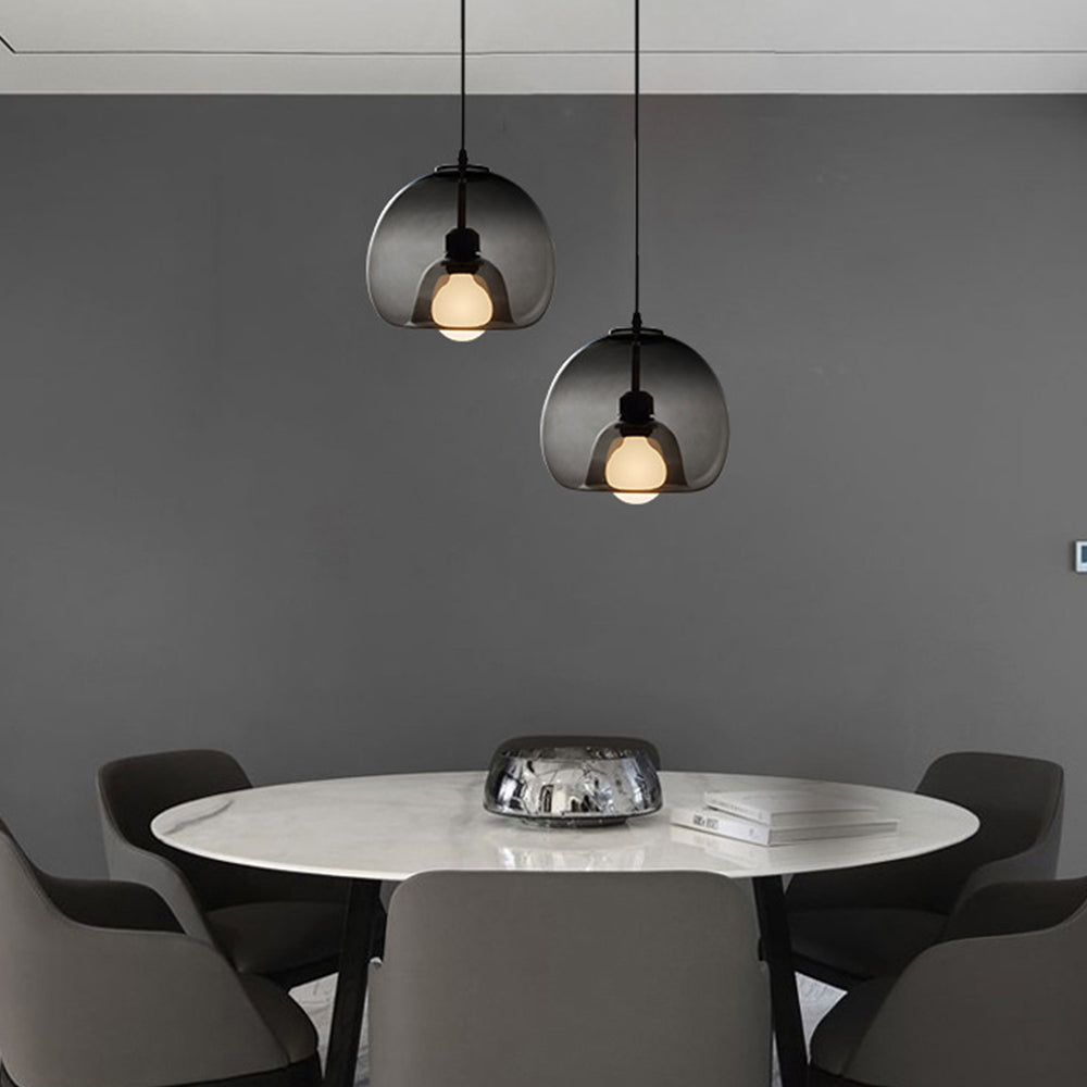 Hailie Modern Globe Glass Pendant Light, Amber/Smoky Gray - Lumpaz