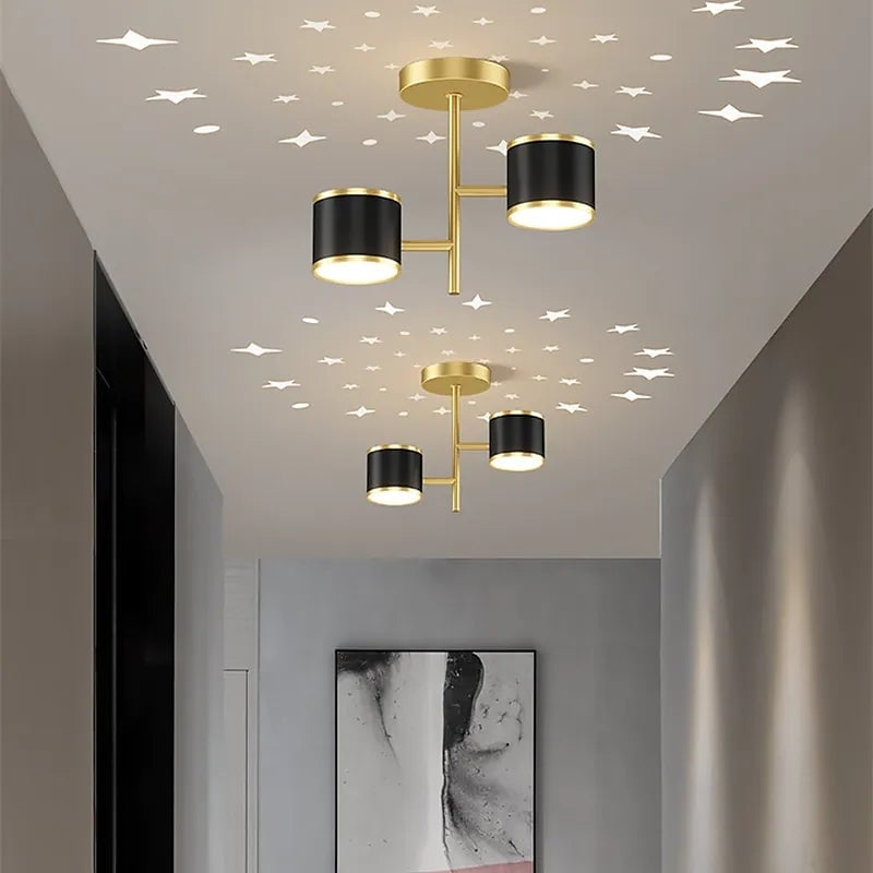 Madina Modern Ceiling Light Starry LED Flush Mount Black/Gold Corridor - Lumpaz