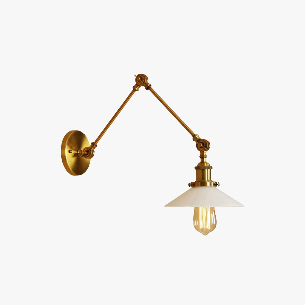 Alessio Wall Lamp Retro Saucer Lampshade Metal Adjustable 2 Color, Bedroom - Lumpaz