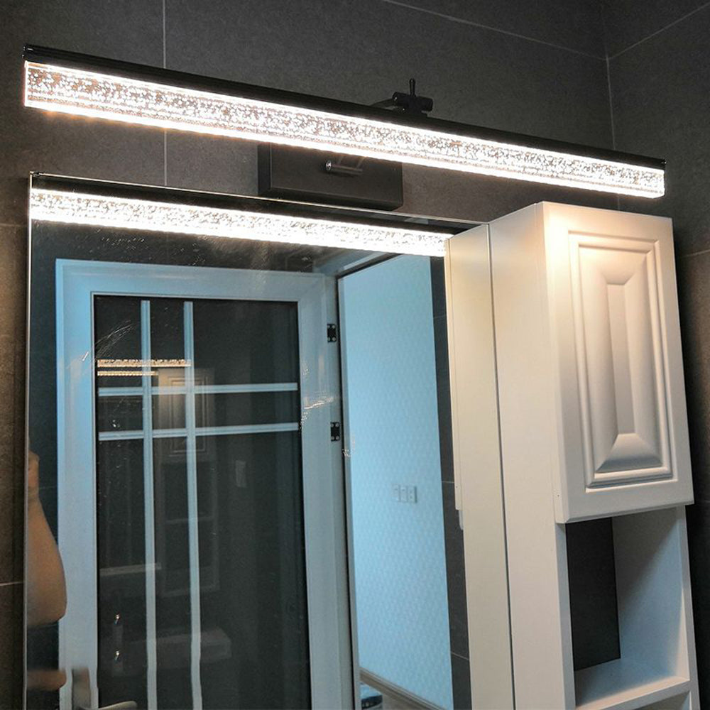 Edge Minimalist Linear Metal/Acrylic Mirror Front Vanity Wall Lamp, Black/White/Silver - Lumpaz