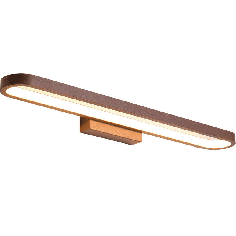 Leigh Modern Metal Wall Lamp Mirror Front, Curved, Black/Coffee - Lumpaz