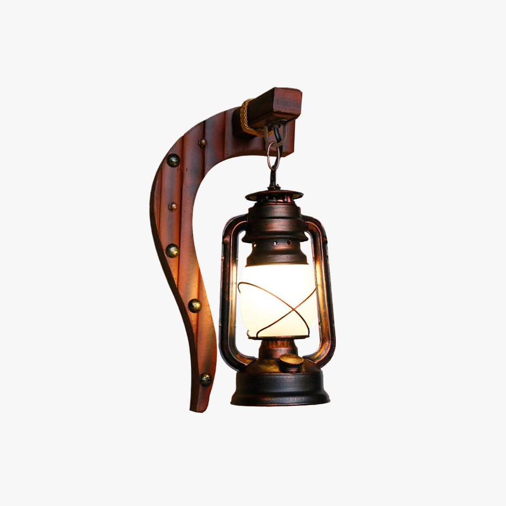 Austin Wall Lamp Minimalist Retro Arc Lampholder Wood Dark Brown, Bedroom - Lumpaz