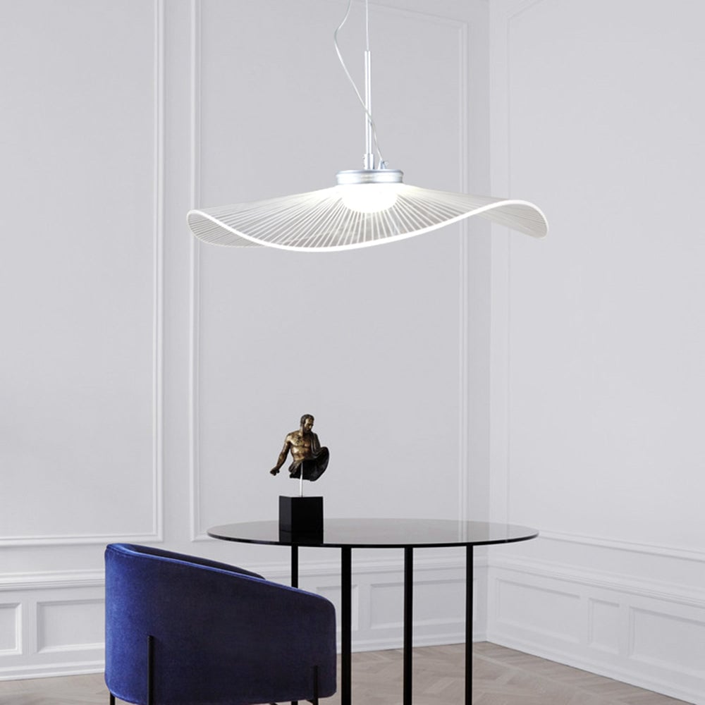 Carins Designer Lotus Leaf Shaped Metal Pendant Light,White - Lumpaz