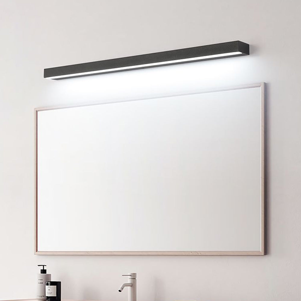 Edge Modern Rectangular Linear Mirror Front Wall Lamp, Metal, Black - Lumpaz