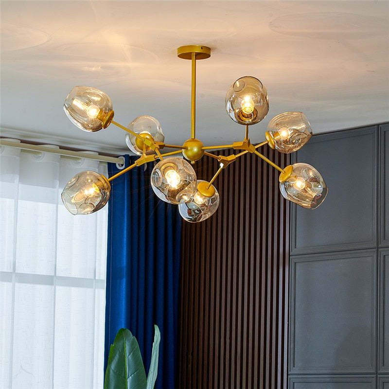 Valentina Modern Bubble Metal Pendant Light, Black/Gold - Lumpaz