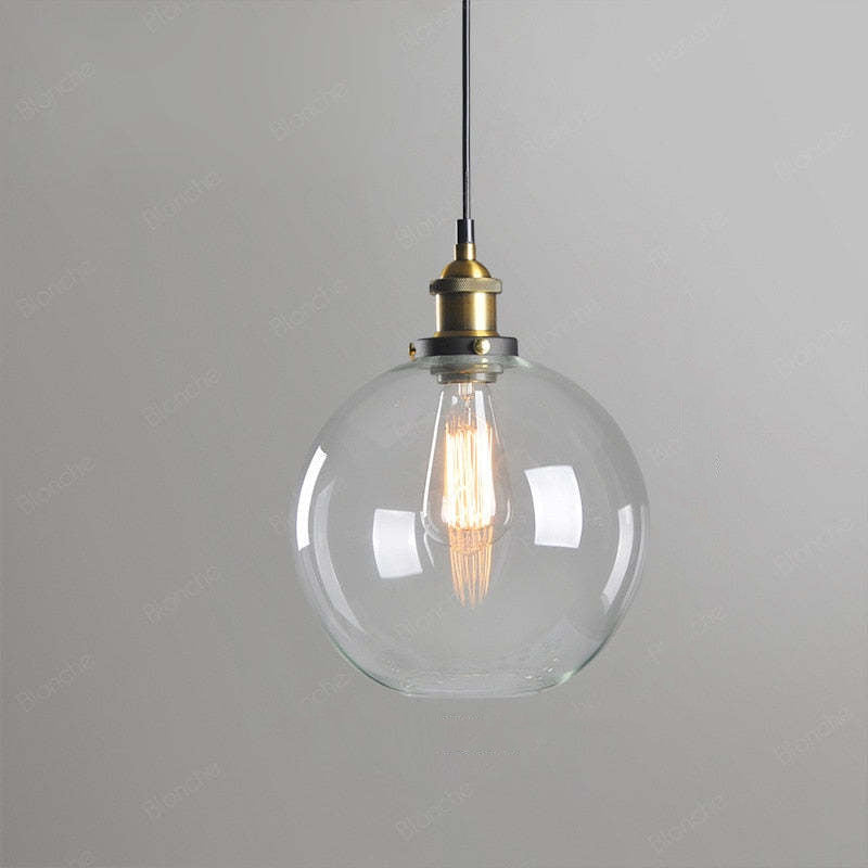 Levy Industrial Metal/Glass Pendant Light Clear/Amber/Smoke Gray Dining Room - Lumpaz
