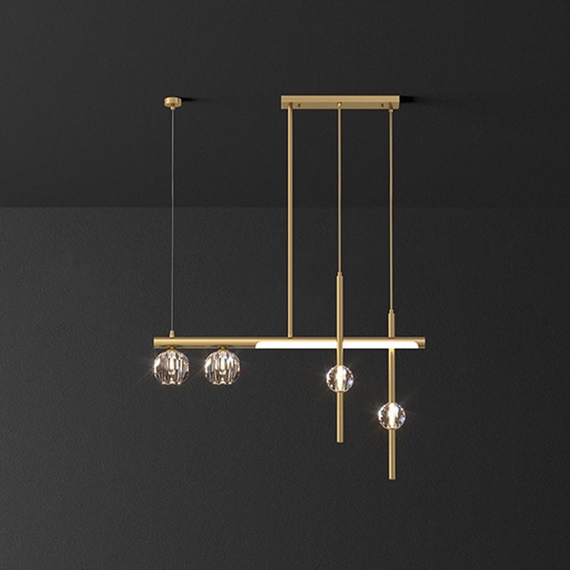 Kirsten Metal & Crystal Pendant Light, Gold - Lumpaz