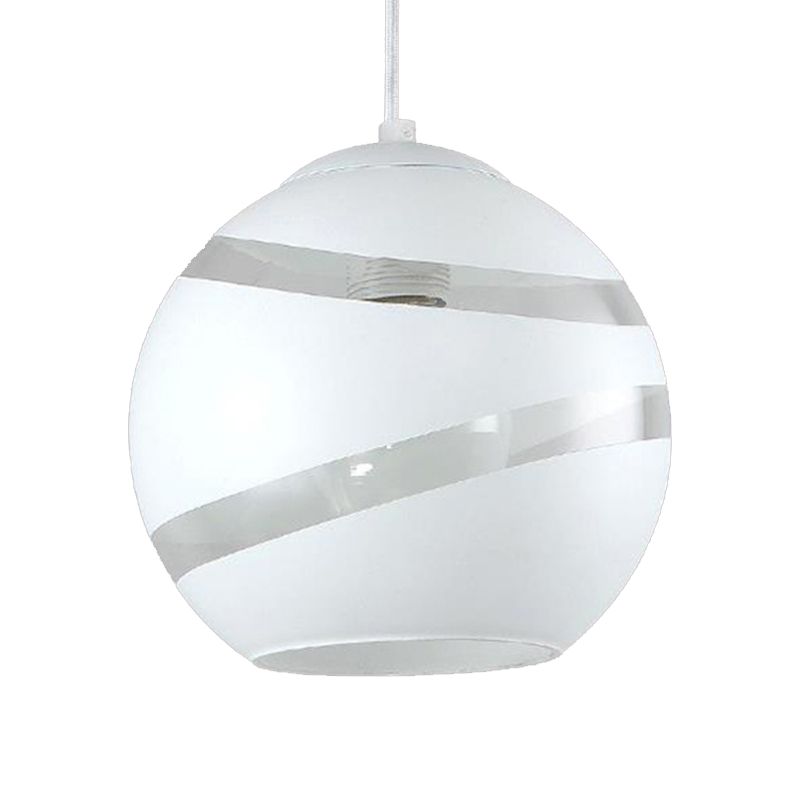 Valentina Art Deco Globe Metal/Glass Orbit Pendant Light, Black/White - Lumpaz