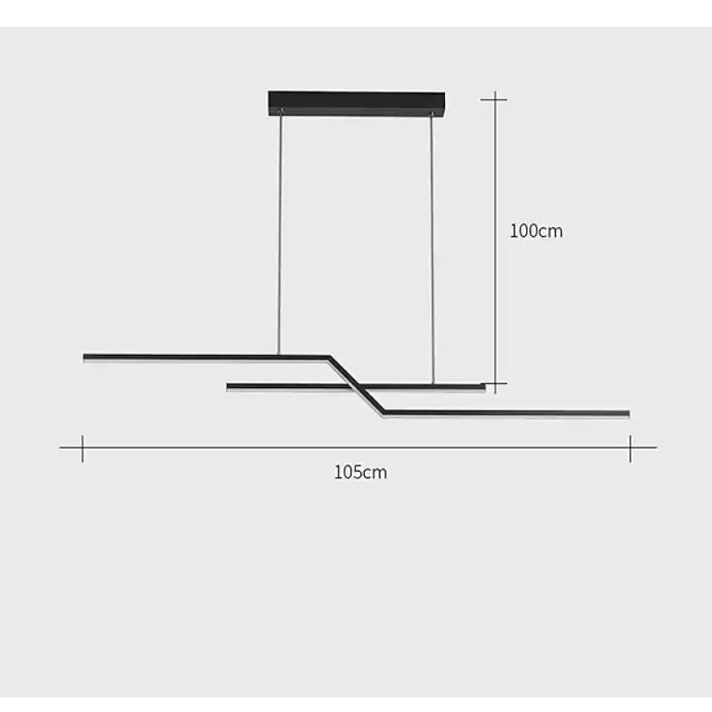 Parallel Fold Linear Pendant Light, Black/Gold, Living Room - Lumpaz