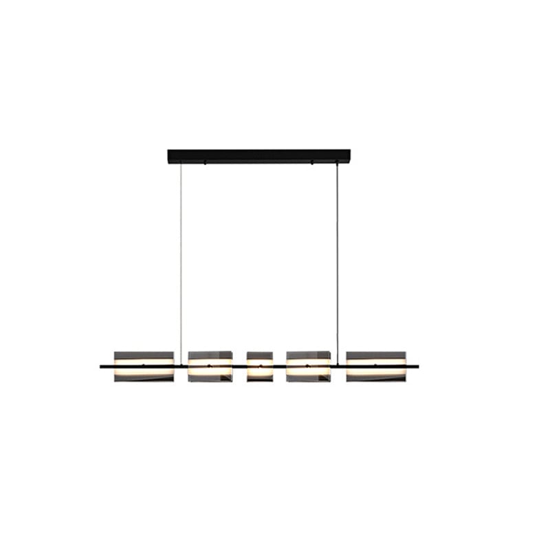 Evette Modern Nordic Linear Copper/Glass Pendant Light, Brass/Black - Lumpaz