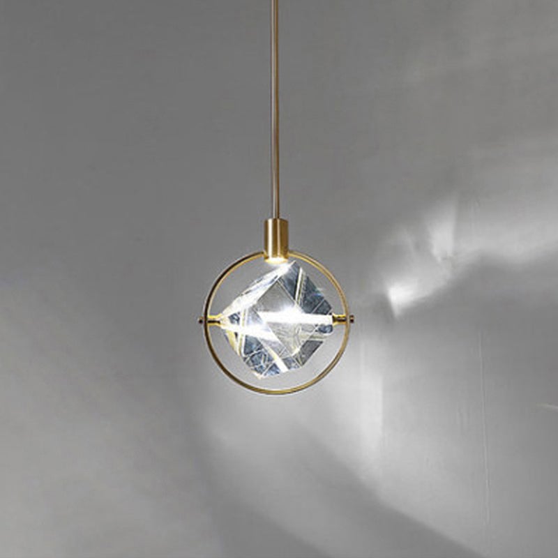 Kristy Modern Luxury Geometry Metal/Crystal Pendant Light, Gold - Lumpaz