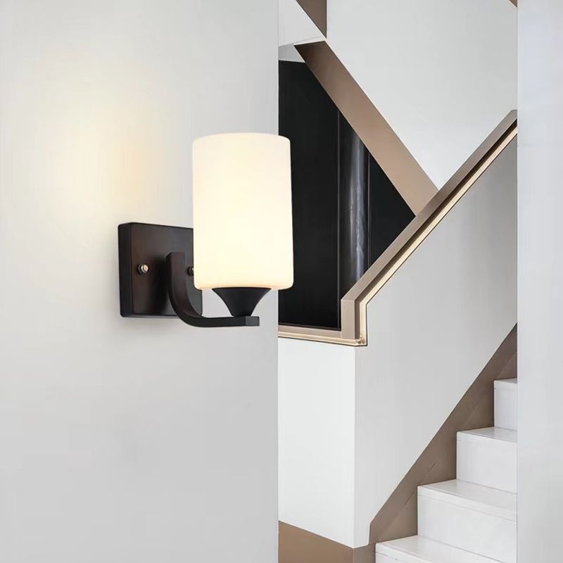Eryn Modern Cylinder Metal Vanity Wall Lamp, Black/Chrome - Lumpaz