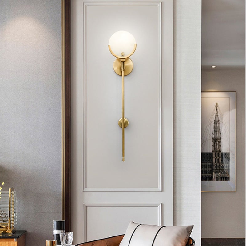 Valentina Modern Ball Metal/Dolomite LED Wall Lamp, Gold - Lumpaz
