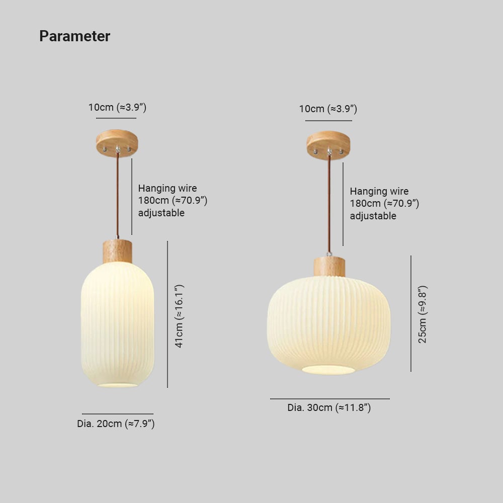 Ozawa Modern Wood/Glass Pendant Light, White - Lumpaz