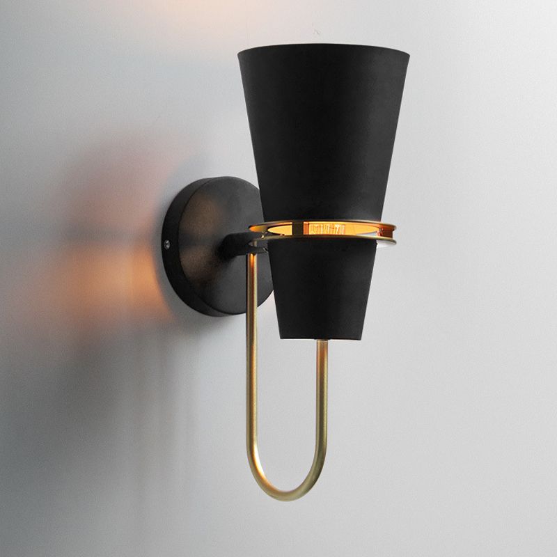 Morandi Modern Cone Metal Wall Lamp, Black/White/Blue - Lumpaz