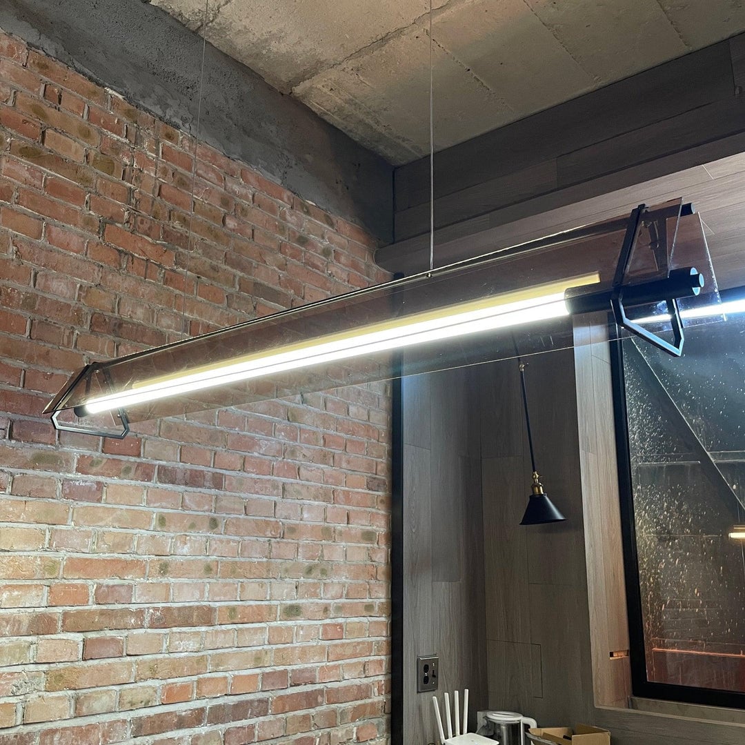 Edge Industrial Triangle Metal/Glass Pendant Light, Gold - Lumpaz