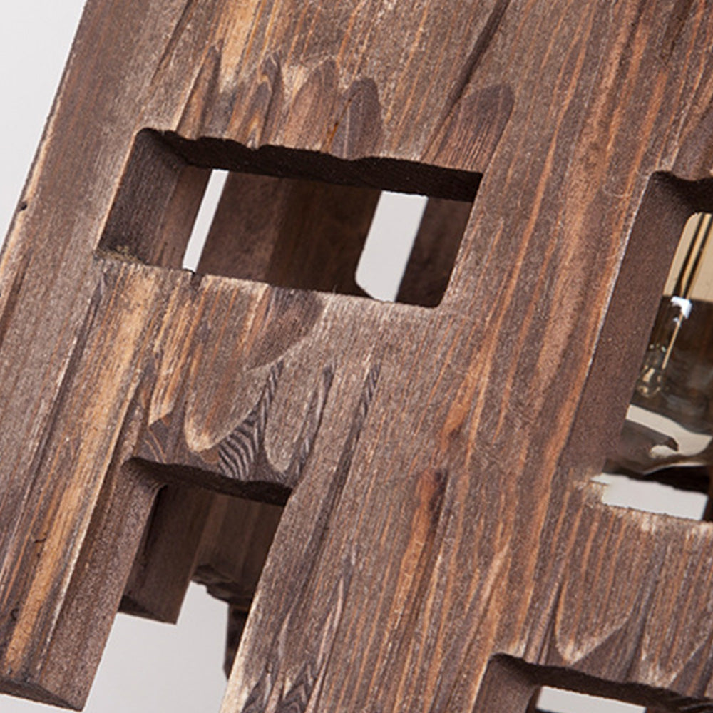Austin Rectangular Metal & Wood Pendant Light, 19.6" - Lumpaz
