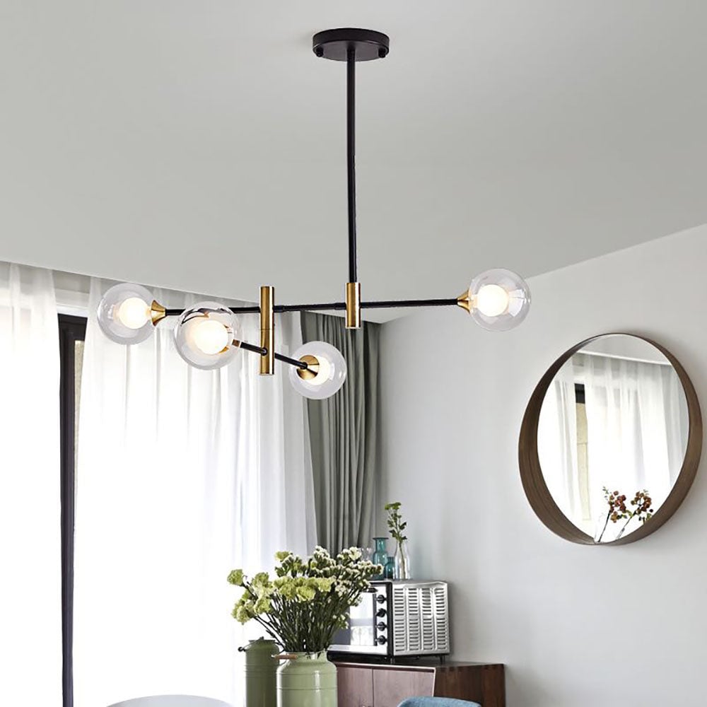 Valentina Nordic Spherical Bubble Metal/Glass Chandelier, Black/Gold - Lumpaz