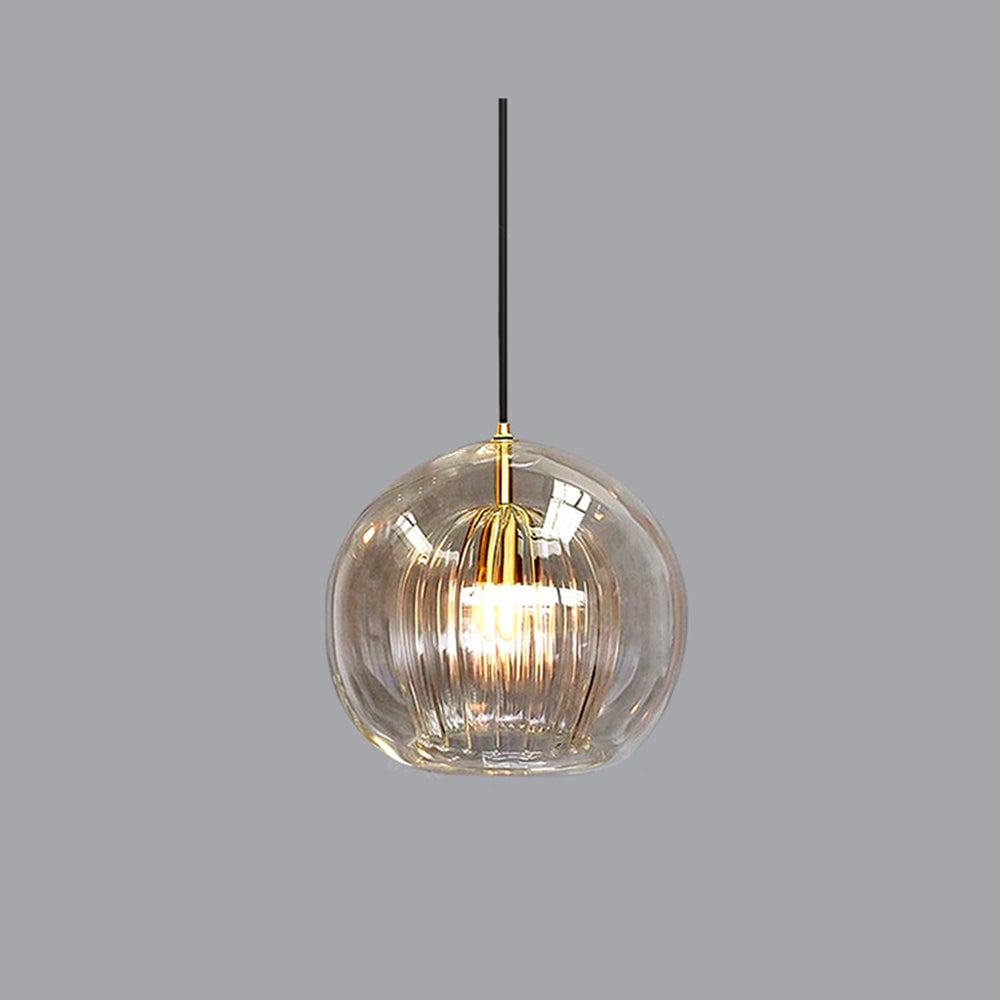 Hailie Nordic Glass Globe Pendant Light Clear/Amber Bedroom - Lumpaz
