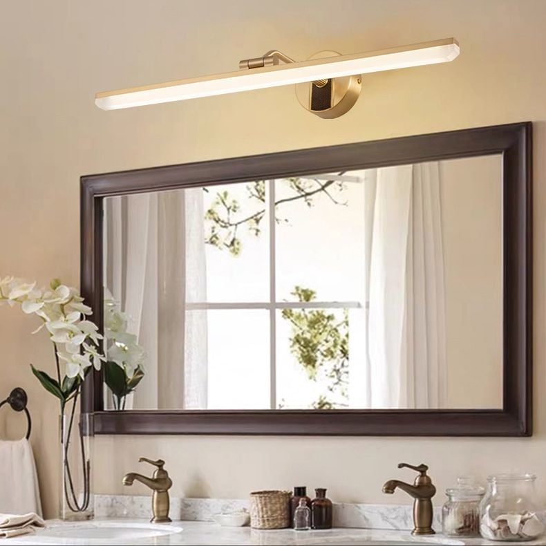 Leigh Industrial Linear Vanity Wall Lamp, Black/Brass, Bathroom - Lumpaz