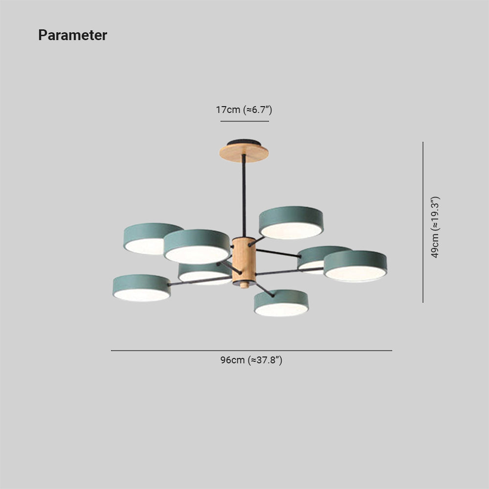 Sienna Art Deco Pendant Light, White/Green/Gray, Metal/Wood - Lumpaz