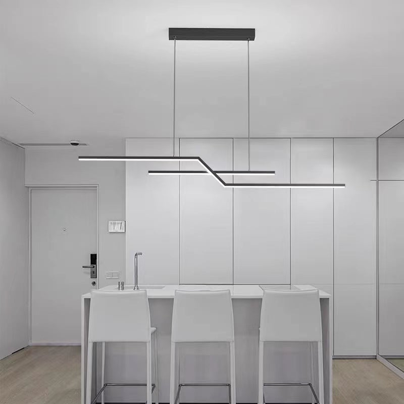 Parallel Fold Linear Pendant Light, Black/Gold, Living Room - Lumpaz