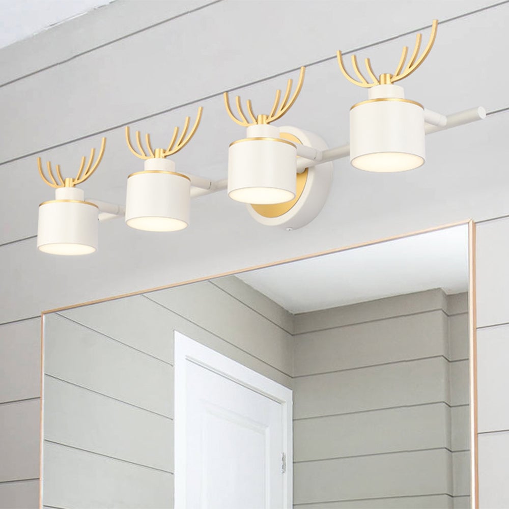 Leigh Modern Deer Metal/Acrylic Wall Lamp, Gold & White, Bathroom - Lumpaz